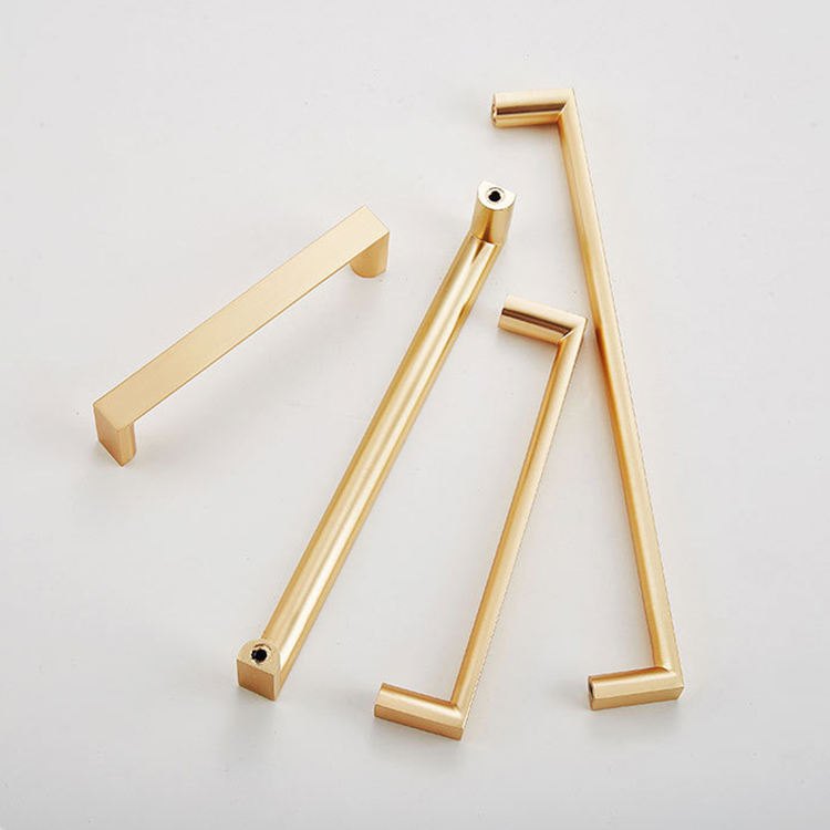 1005 modern square bar cabinet handle in brushed gold finish