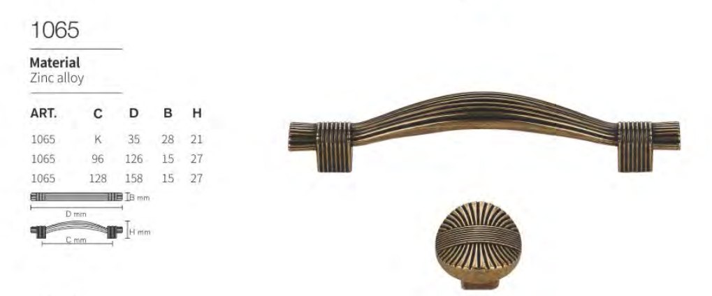 1065 fluted bow cabinet handle and knob set