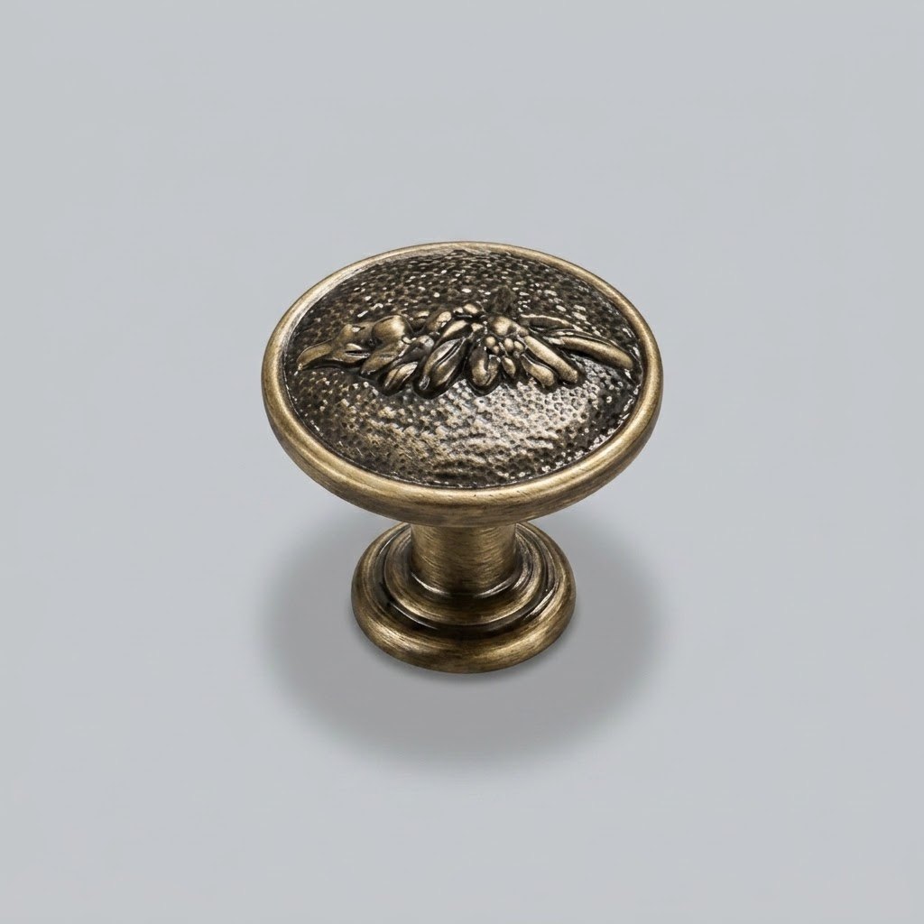 1066 vintage floral round cabinet knob
