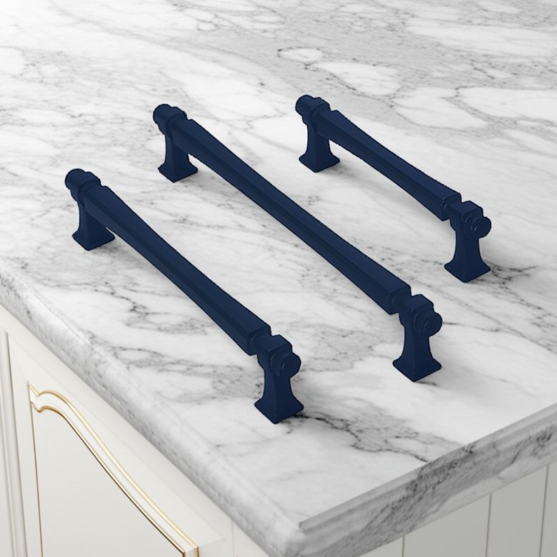 1950 die-cast aluminum cabinet handle detail