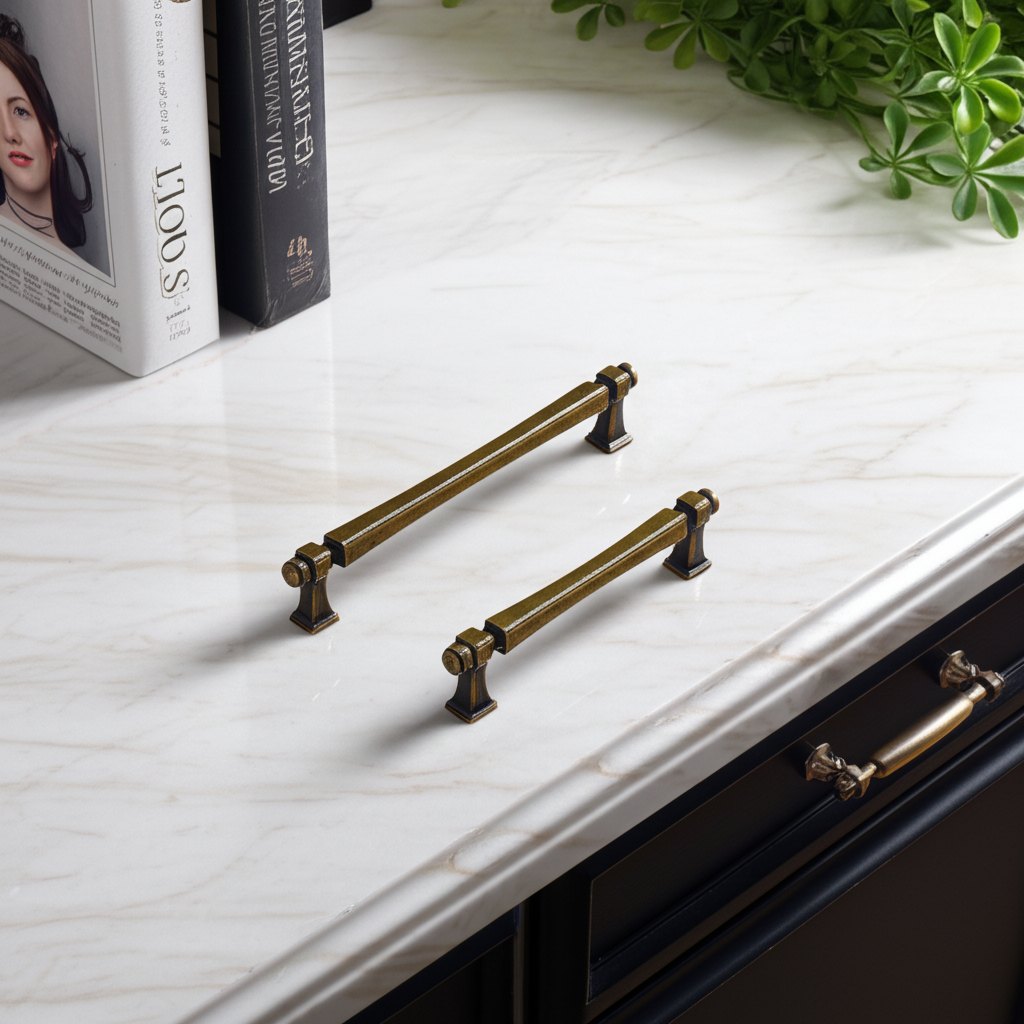 1950 die-cast aluminum cabinet handle in matt black finish