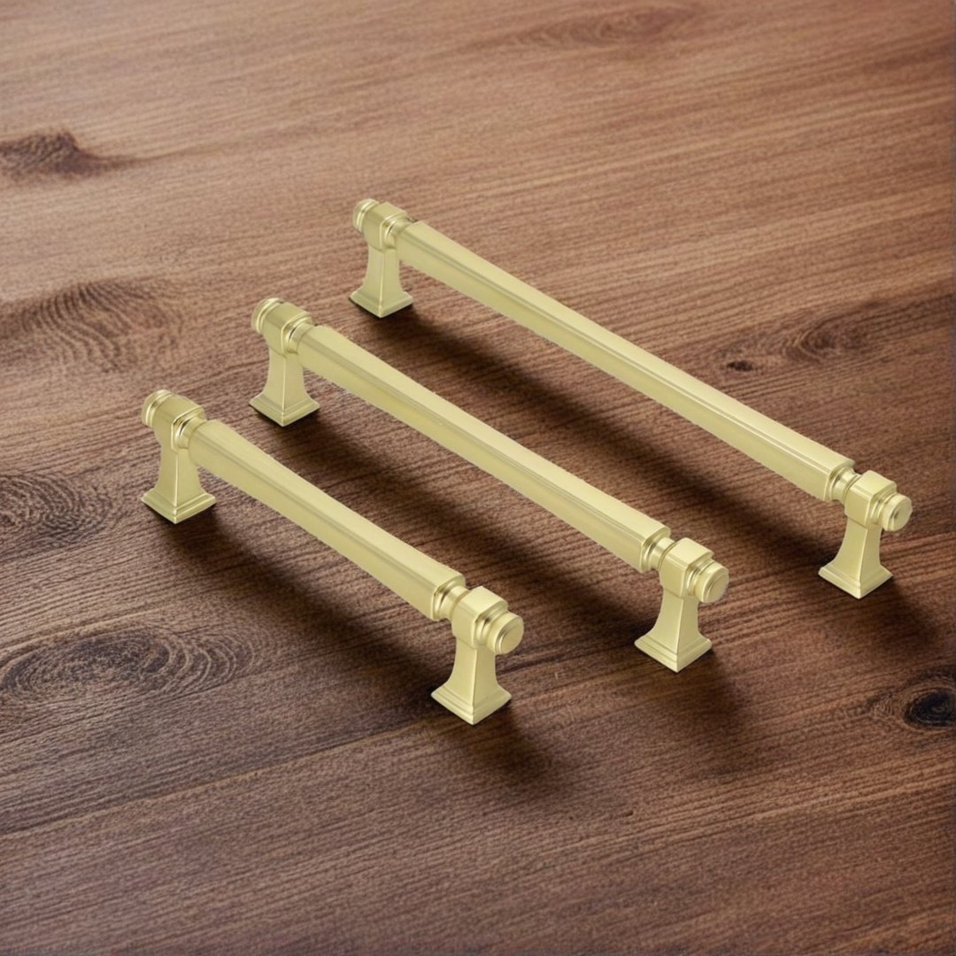 1950 die-cast aluminum cabinet handle in use