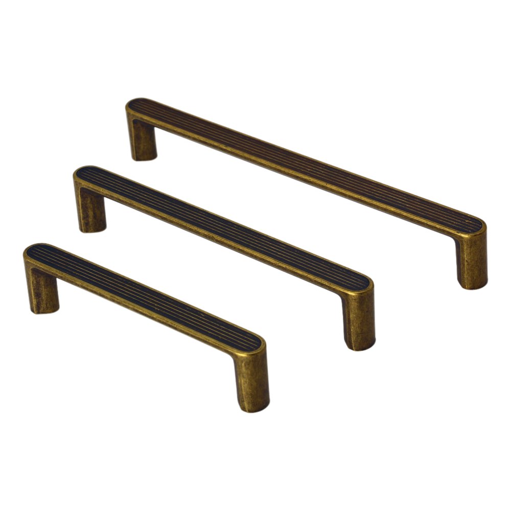 1952 textured groove bar handle in dark antique brass finish