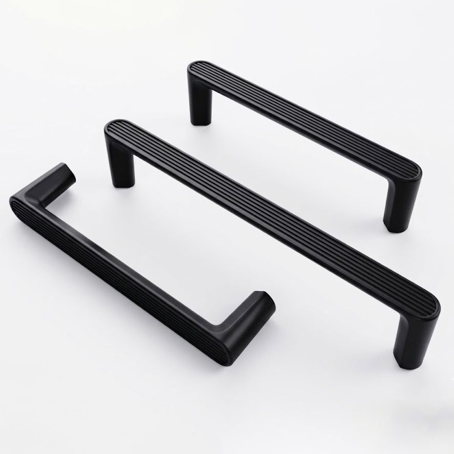 1952 textured groove bar handle in matt black finish