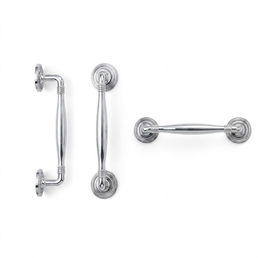 1985 rosette imperial cabinet handle in chrome plated finish