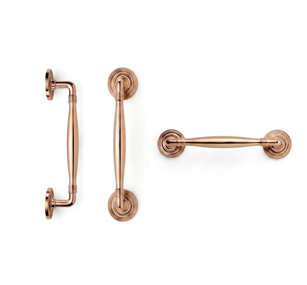 1985 rosette imperial cabinet handle in karat gold plated finish