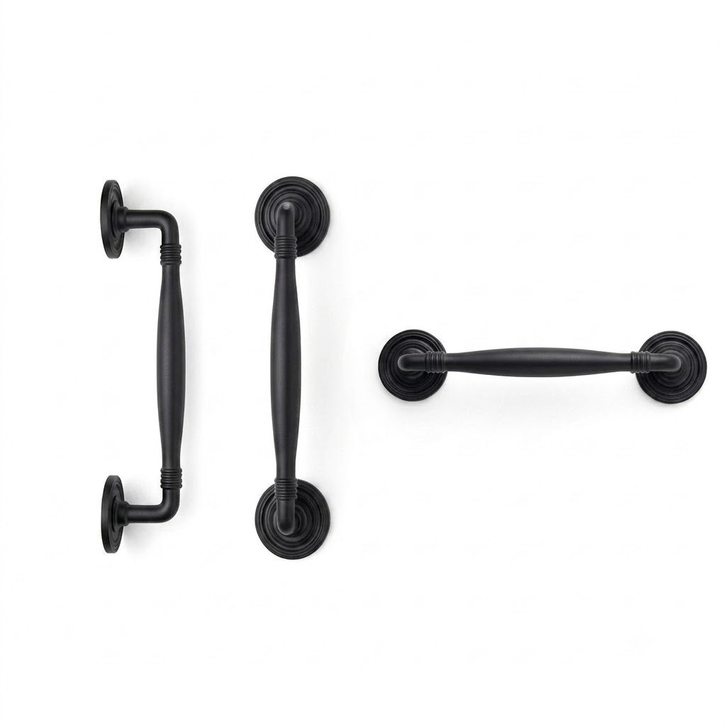 1985 rosette imperial cabinet handle in matt black finish