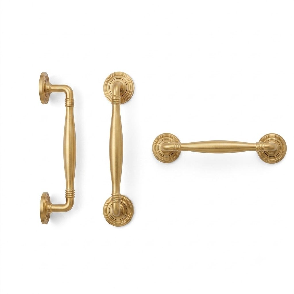 1985 rosette imperial cabinet handle in matt brushed gold finish
