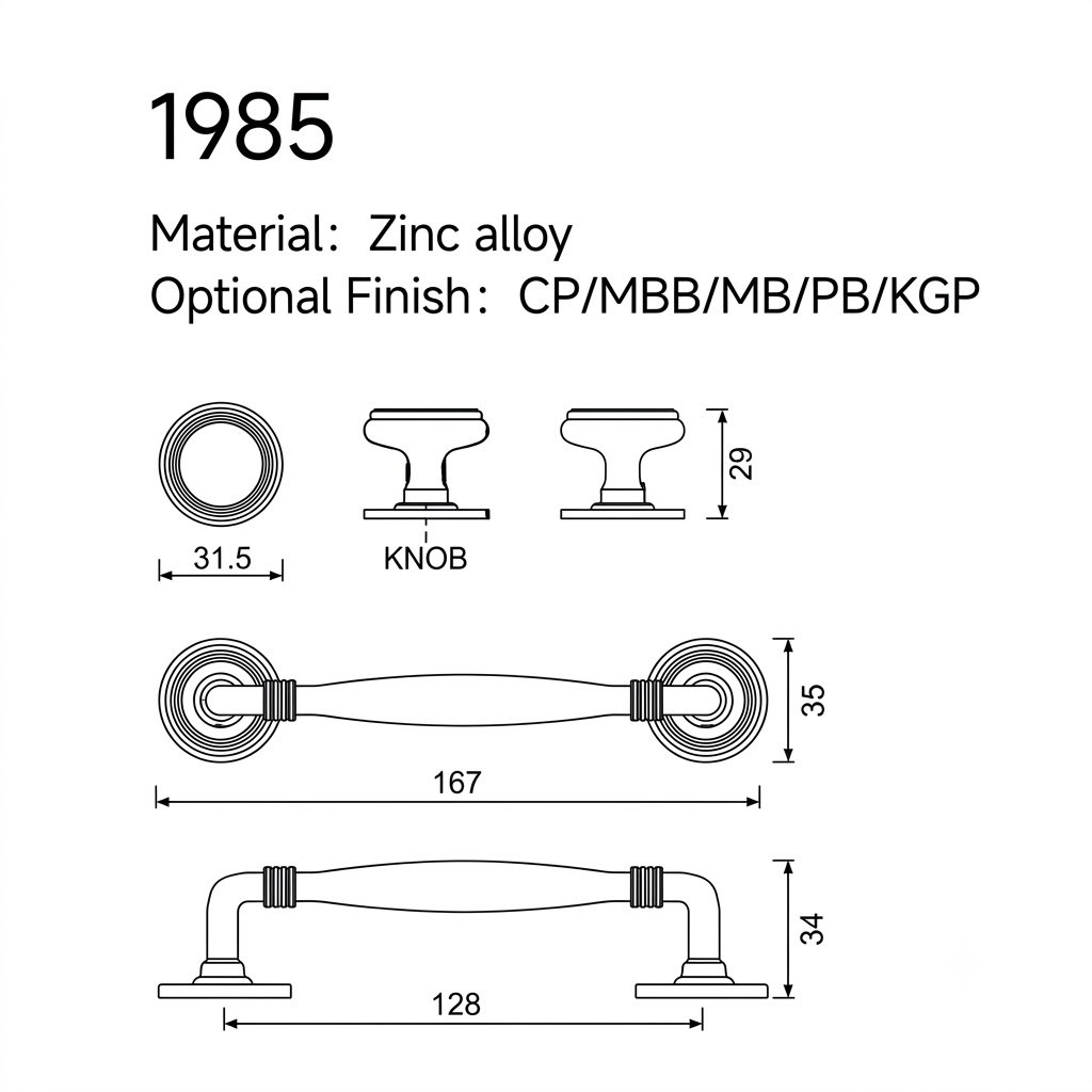 1985 rosette imperial cabinet handle and drawer pull size chart