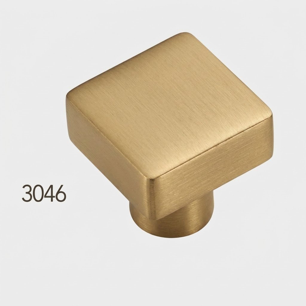 3046 modern square cabinet pull in brushed gold finish