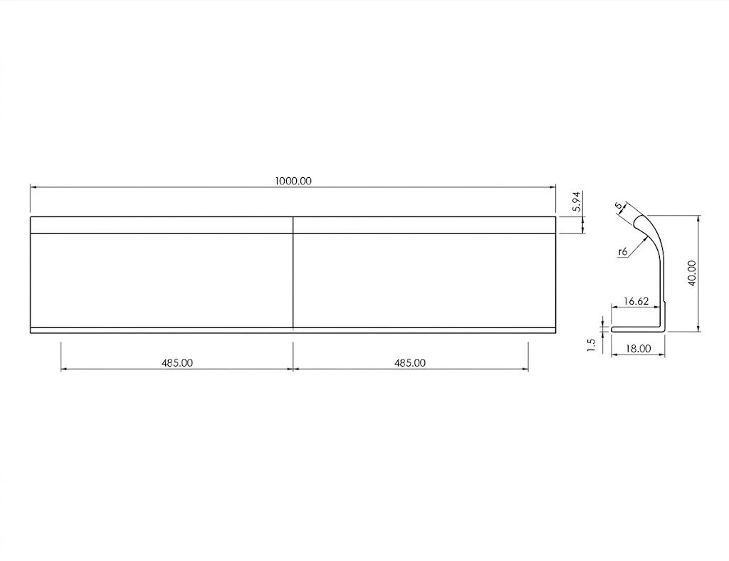 3054 aluminum edge pull cabinet handle 1000mm length