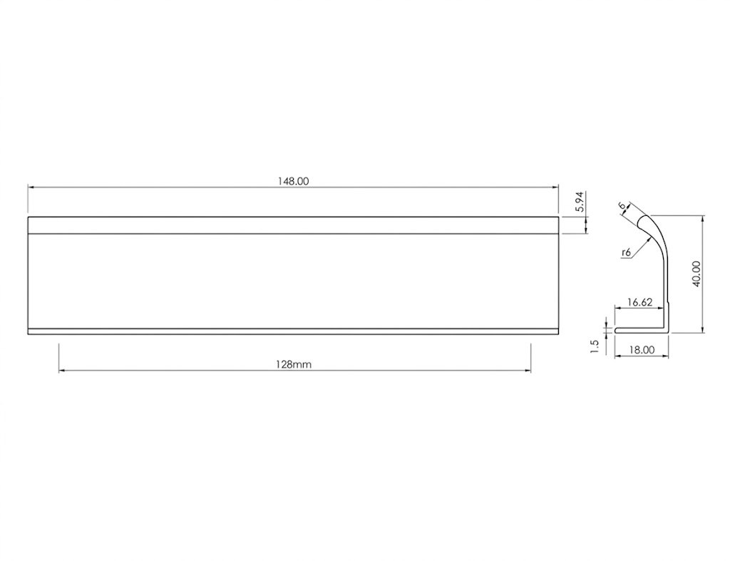 3054 aluminum edge pull cabinet handle 148mm length