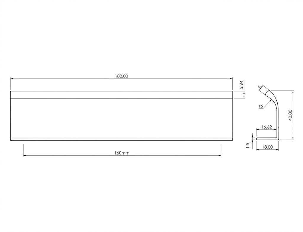 3054 aluminum edge pull cabinet handle 180mm length