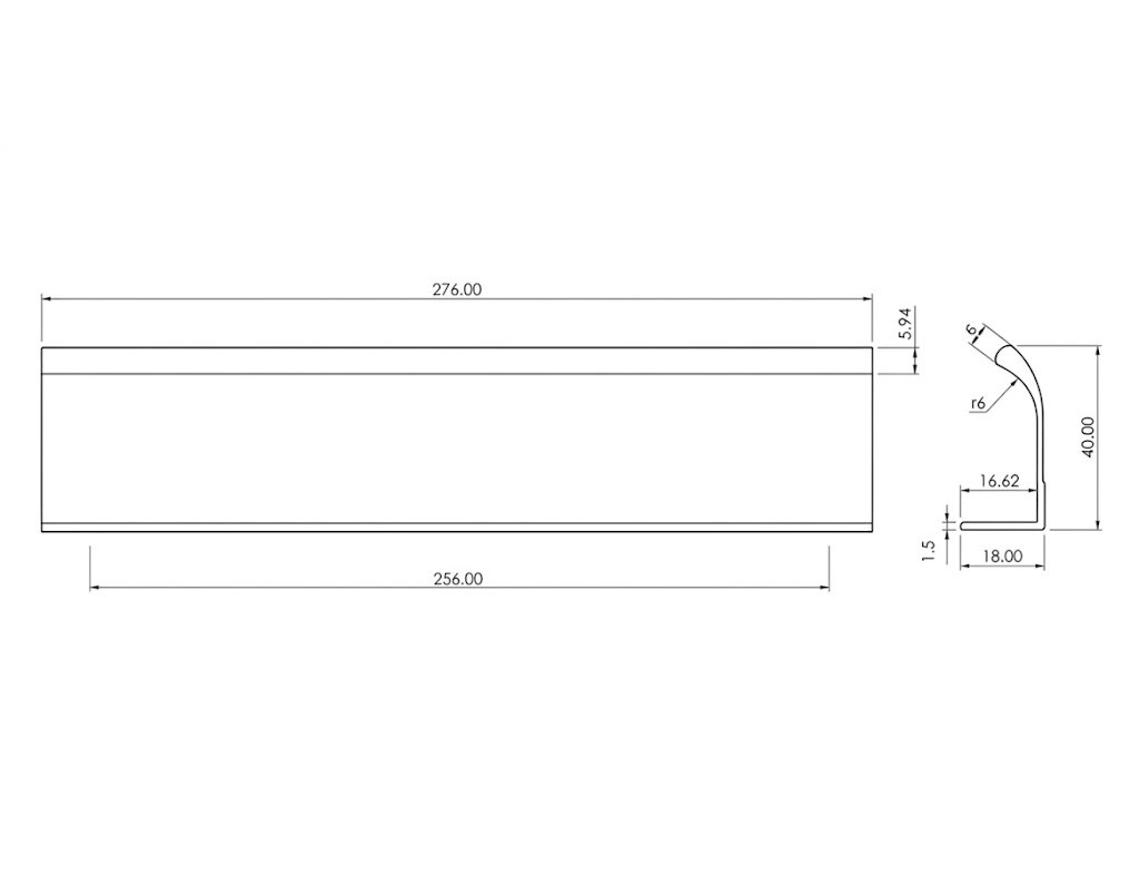 3054 aluminum edge pull cabinet handle 276mm length