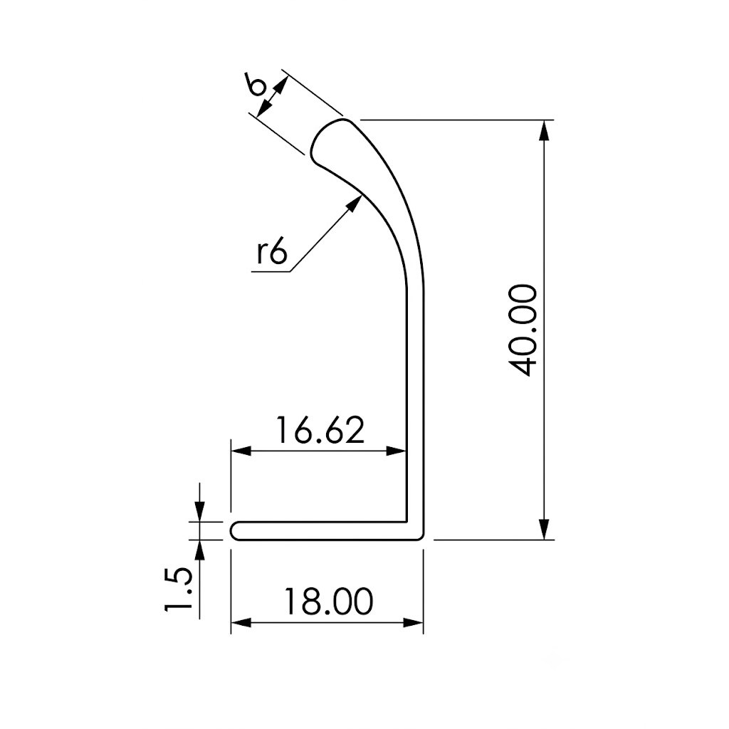 3054 aluminum edge pull cabinet handle view