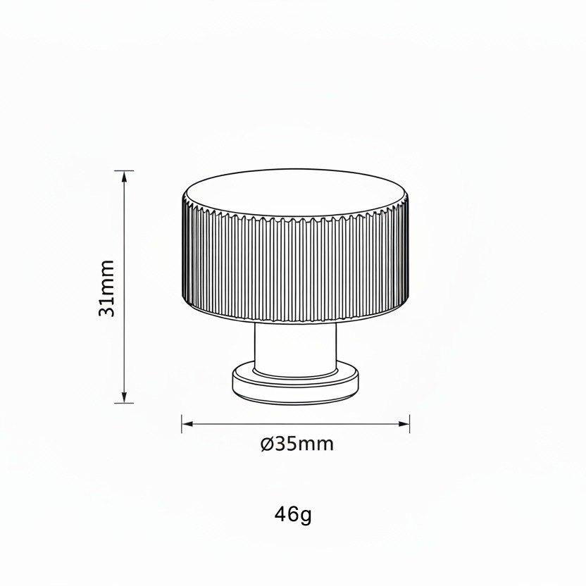 3268 fluted round cabinet knob size chart