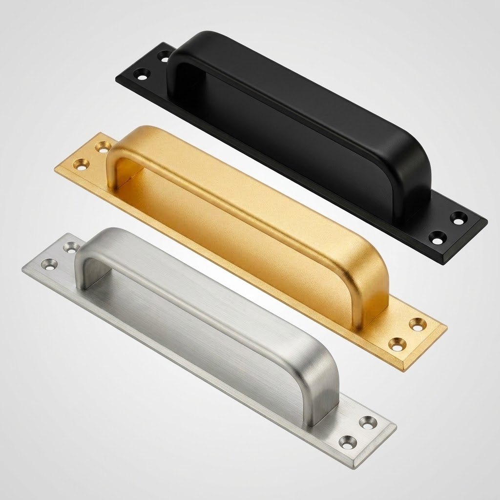 3670 aluminum door pull handle with backplate view
