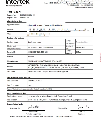 ISO quality management certificate
