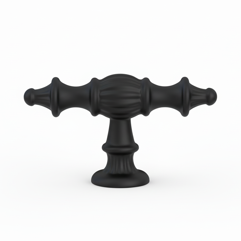 T-bar cabinet handle and round knob in chrome
